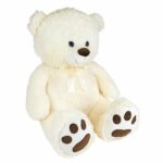 Cream Teddy Bear with Bow +/- 100 cm - PLANET PLUSH - Large 1 meter cream bear, irresistibly soft. - Image 3