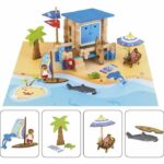 Beach Day 120 Pieces - JEUJURA - Natural Wood Construction Game, Mat and Accessories Included, 32x27x11 cm - Image 3
