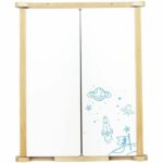 Natural Wood Triptych Wall Painting - JEUJURA - Central Slate and Chalk/Felt Shutters, Accessories Included, 82x56 cm - Image 2