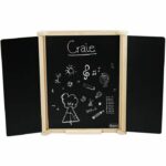 Natural Wood Triptych Wall Painting - JEUJURA - Central Slate and Chalk/Felt Shutters, Accessories Included, 82x56 cm - Image 4