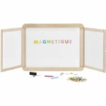 Magnetic triptych wall board - JEUJURA - Magnetic central slate, 2 panels, white and chalk side - Image 2