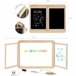 Magnetic triptych wall board - JEUJURA - Magnetic central slate, 2 panels, white and chalk side