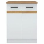 Junona Kitchen Low Cabinet 60 Cm - 2 doors - Worktop - Brilliant White - Image 3