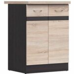 Junona Cooking Low Cabinet 60 Cm - 2 doors - Worktop - Chene Sonoma