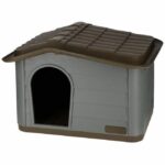 KERBL Outdoor plastic kennel for cats or dogs Size M - 75 x 59 x 55 cm - Grey and brown -