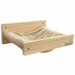 Wall-mounted cat hammock - KERBL - TIMBER - 38 x 33.5 x 16 cm - Solid wood - Plush fabric