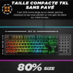 Gaming Keyboard - AZERTY - THE G-LAB - Keyz CAESIUM-TKL - Without Numeric Keypad - Backlit - Black - Image 2