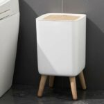 Bathroom push-type floor-standing bin - MALMO SQUARE - KITCHEN MOVE - 10L - Designer wood - Image 2