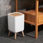 Bathroom push-type floor-standing bin - MALMO SQUARE - KITCHEN MOVE - 10L - Designer wood - Image 3
