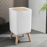 Bathroom push-type floor-standing bin - MALMO SQUARE - KITCHEN MOVE - 10L - Designer wood - Image 4