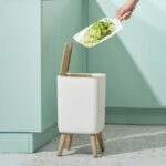 Bathroom push-type floor-standing bin - MALMO SQUARE - KITCHEN MOVE - 10L - Designer wood - Image 5