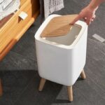 Bathroom push-type floor-standing bin - MALMO SQUARE - KITCHEN MOVE - 10L - Designer wood - Image 6