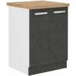 Low cabinet 2 hinged doors - matt gray - L 60 x D 51.6 x H 85 cm - lassen