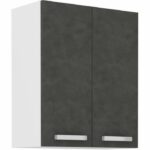 High cabinet with hinged doors - Matt gray - L 60 cm x D 31.6 x H 72 cm - LASSEN