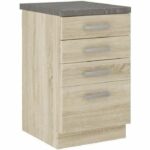 Low cabinet 4 drawers with worktop - Sonoma chene decor - L 40 x D 51.6 x H 85 cm - LASSEN