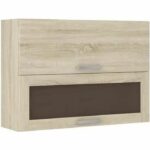 High glass cabinet 2 tilting doors - L 80 x D 31.6 x H 72 - Sonoma - lassen decor
