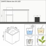 LECHUZA Canto Stone Cube 30 flower pot - complete LED kit, quartz white - Image 3