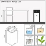 LECHUZA Canto Stone Column 40 Flowerpot - Complete LED Kit, Graphite Black - Image 3