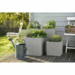 LECHUZA Jardiniere Canto Color Square 40 ALL-IN-ONE Gray 13720 - Image 5