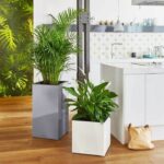 LECHUZA Canto Premium Cube 40 flower pot - complete set, metallic anthracite - Image 2