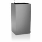 LECHUZA Canto Premium Column 40 Flowerpot - LED Complete Kit, Metallic Silver
