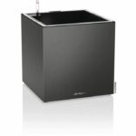 LECHUZA Canto Premium Cube 40 flowerpot – complete LED kit, metallic anthracite