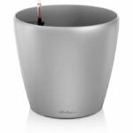LECHUZA Classico Premium 60 flower pot – complete set, metallic silver
