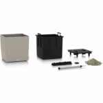 LECHUZA Cube Cottage 50 flower pot - complete set, sand brown - Image 2