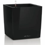 LECHUZA Cube Premium 40 flower pot - complete set, glossy black