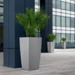 Flower pot - LEC - Cubico Premium 50 - metallic silver - weatherproof - Image 5