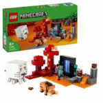 LEGO 21255 Minecraft Nether Portal Ambush, Toy with Battle Scenes and Minifigures, Hoglin Figure