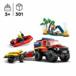 LEGO 60412 City 4x4 Fire Truck and Lifeboat, Toy with Boat, Trailer and Minifigures - Image 2