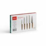 Set of 5 knives - LIVOO - MEC129 - Knives: chef, bread, kitchen, slicing and paring - Stainless steel - Beech handle - Image 3