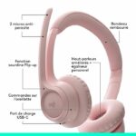 Logitech Zone 300 Bluetooth Wireless PC Headset with Noise-Cancelling Microphone - Pink - Image 6