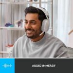 Logitech - Lightweight Wireless Listening Helmet with background micro anti -noise - Vibe 100 - White area - Image 4