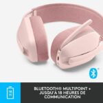 Logitech - Lightweight Wireless Listening Helmet with background micro anti -noise - Vibe 100 - Rose zone - pink - Image 6