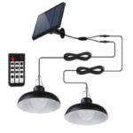 Double solar suspensions - LUMISKY - WAREN - Ø18 cm - Black metal lampshade - Cool white LED
