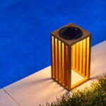 Decorative solar lantern - LUMISKY - CHENNAI - H30 cm - Solid teak wood - Warm white LED - Image 2