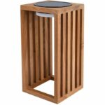 Decorative solar lantern - LUMISKY - CHENNAI - H30 cm - Solid teak wood - Warm white LED