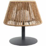 Cordless table lamp - LUMISKY - STANDY MINI RAFFY - H22 cm - Natural raffia - Warm white and white LED
