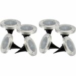 Set of 8 round stainless steel solar spotlights, recessed or spiked - LUMISKY - DECKY - cool white LED - Ø12 cm