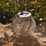 Set of 2 solar balls - LUMISKY - CRACK BALL CORD - H13 cm - Cracked glass to place - Micro rope handle - Warm white LED - Image 3
