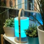 Wireless Bluetooth speaker lamp - LUMISKY - WOODY PLAY - H37 cm - Wooden handle - Dimmable white and multi-color LED - Image 5
