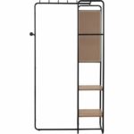 Hallway furniture - LUTON - Metal structure - Black / Artisan oak - 100 x 185 x 37 cm - 2 shelves - 1 mirror - Image 6