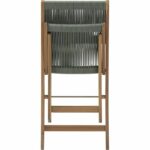 FSC acacia wood folding bistro set with olive green rope weave - 2 people - MAKENA - Image 3