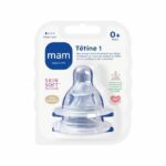 MAM Anatomic teat - Flow rate 1 Slow - Silicone - Set of 2 - Transparent