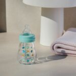 MAM Glass Baby Bottle - 170ml - Blue - Teat Flow 1 - Image 2