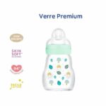 MAM Glass Baby Bottle - 170ml - Blue - Teat Flow 1