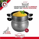 Couscoussier - MENASTYL - 6020033 - Marble effect aluminum - 9 liters - Suitable for all heat sources including induction - Image 2