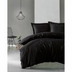 Bedding set - 1 duvet cover 220 x 240 cm + 2 pillowcases 60 x 60 cm - 100% cotton satin - Black